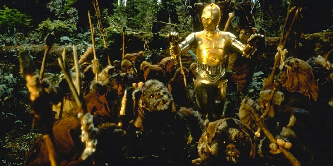 Ewoks Worshipping C 3PO in Star Wars