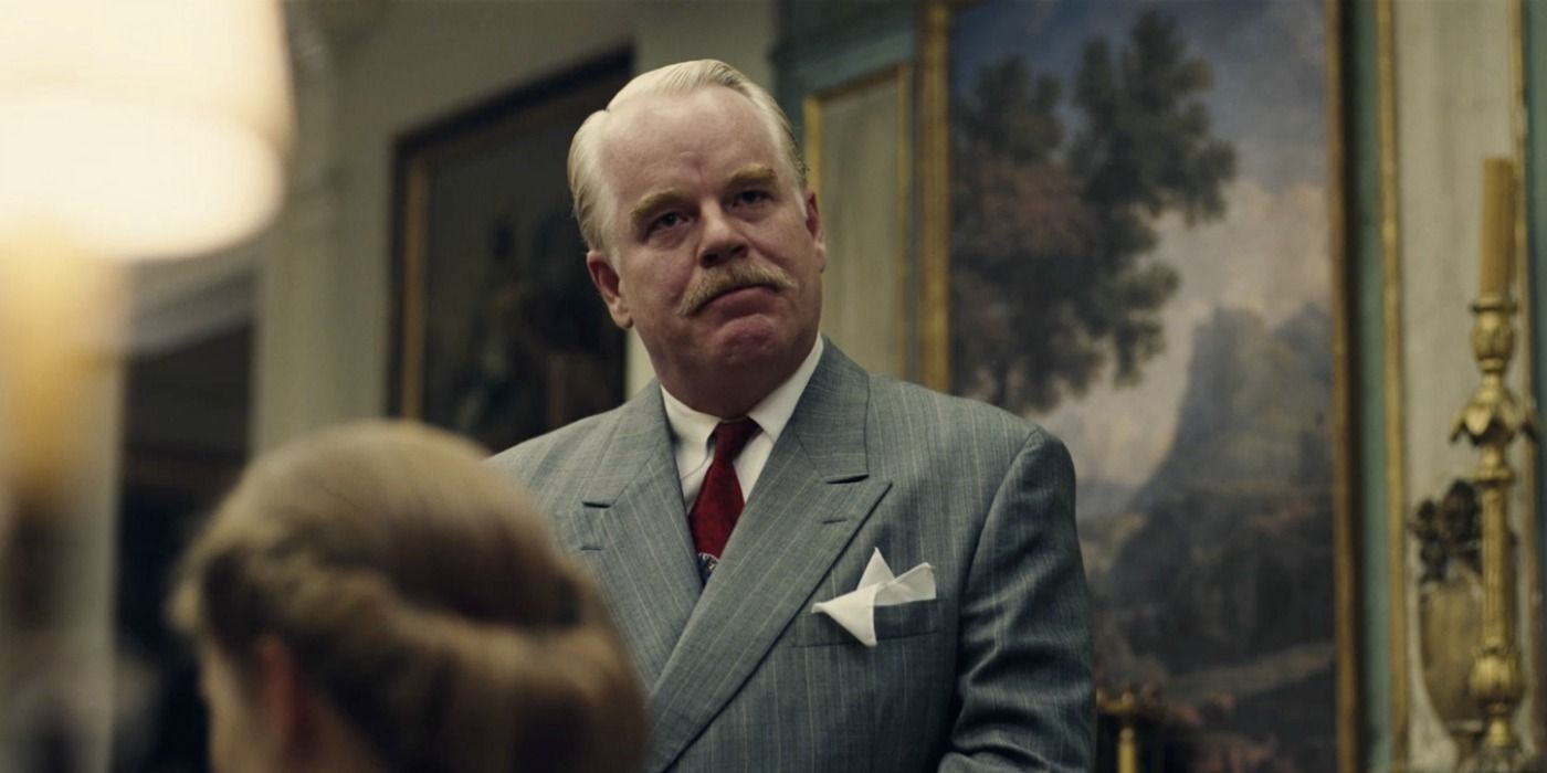 Philip Seymour Hoffman as Lancaster Dodd in The Master