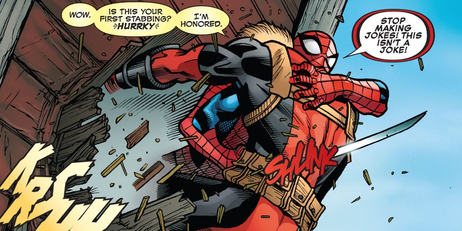 Spider Man Deadpool 14 Spider Man stabs Wade Marvel