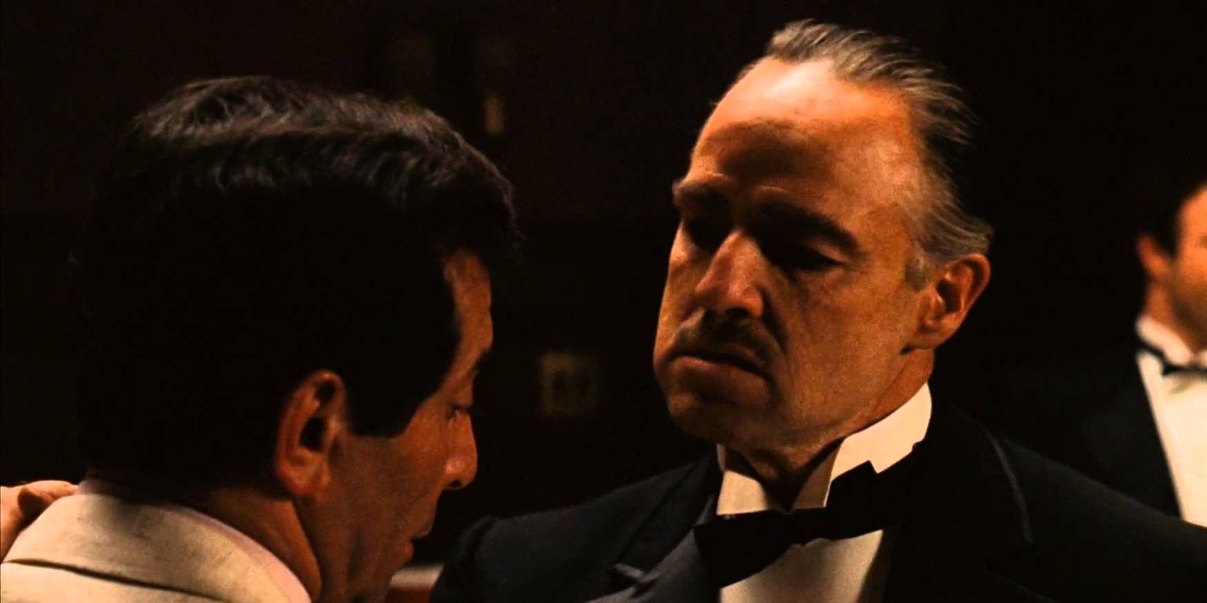 Al Martino as Johnny Fontane and Marlon Brando as Don Vito Corleone in The Godfather