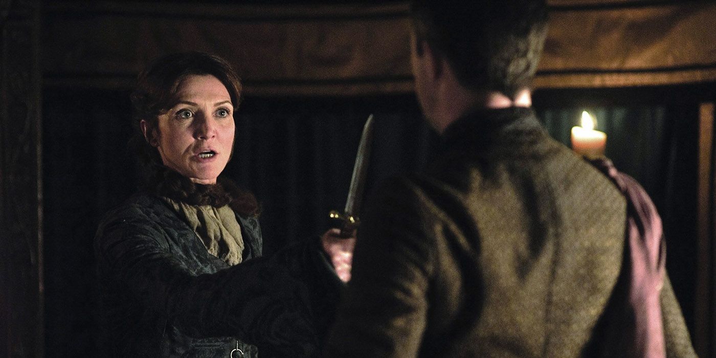 Catelyn Stark threatens Littlefinger on Game of Thrones