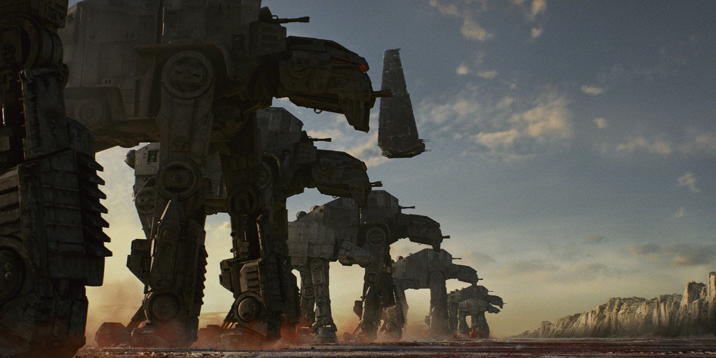 First Order AT M6 walkers deploy on Crait in Star Wars The Last Jedi
