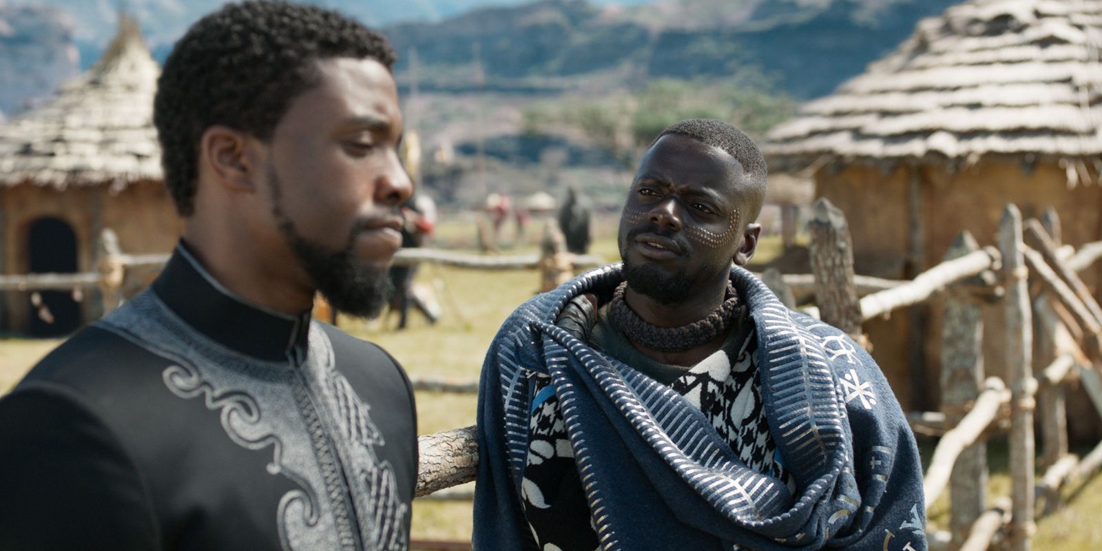 Chadwick Boseman and Daniel Kaluuya in Black Panther