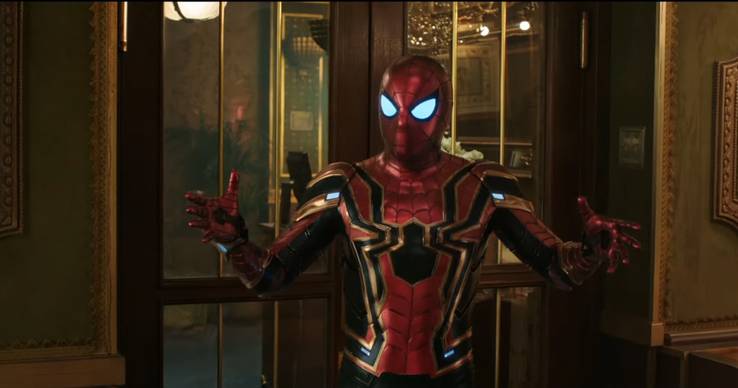 Image result for side by side of the costume change in spider man far from home