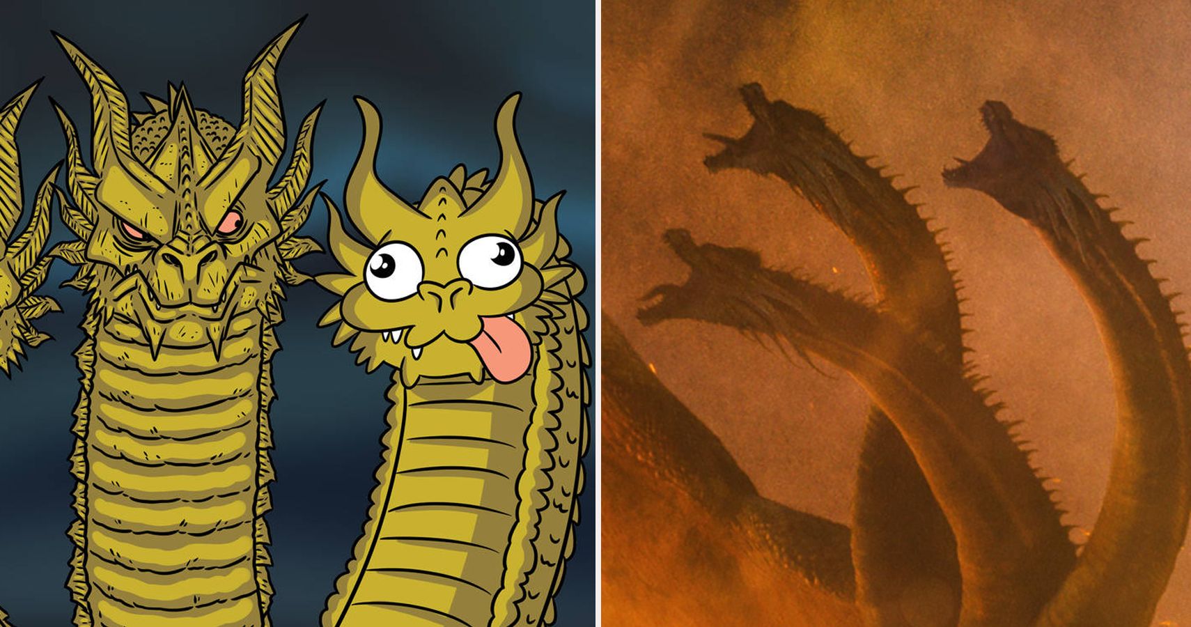 Larson posted a cartoon called King Ghidorah in a Nutshell, based on the mo...