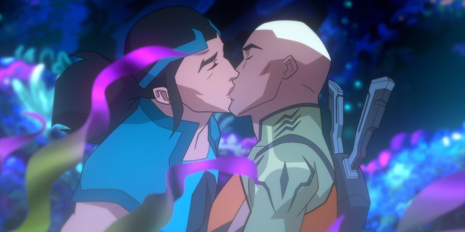 Young Justice Outsiders Aquaman Kaldur Kissses Wyynde