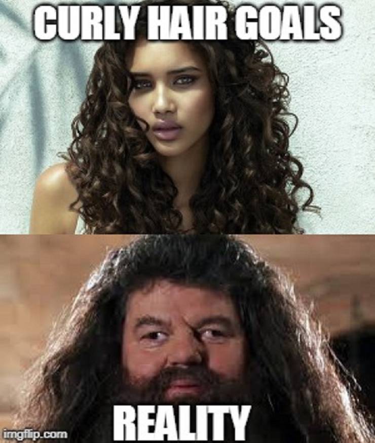 hagrid curly hair meme