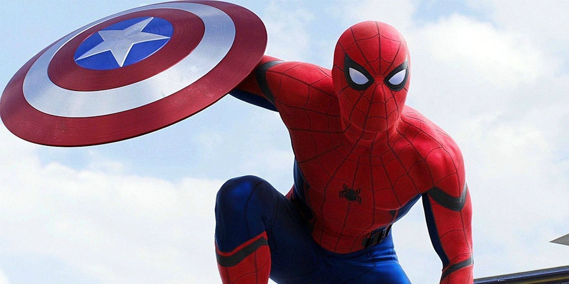 Tom Holland as Spider Man with Shield in Captain America Civil War