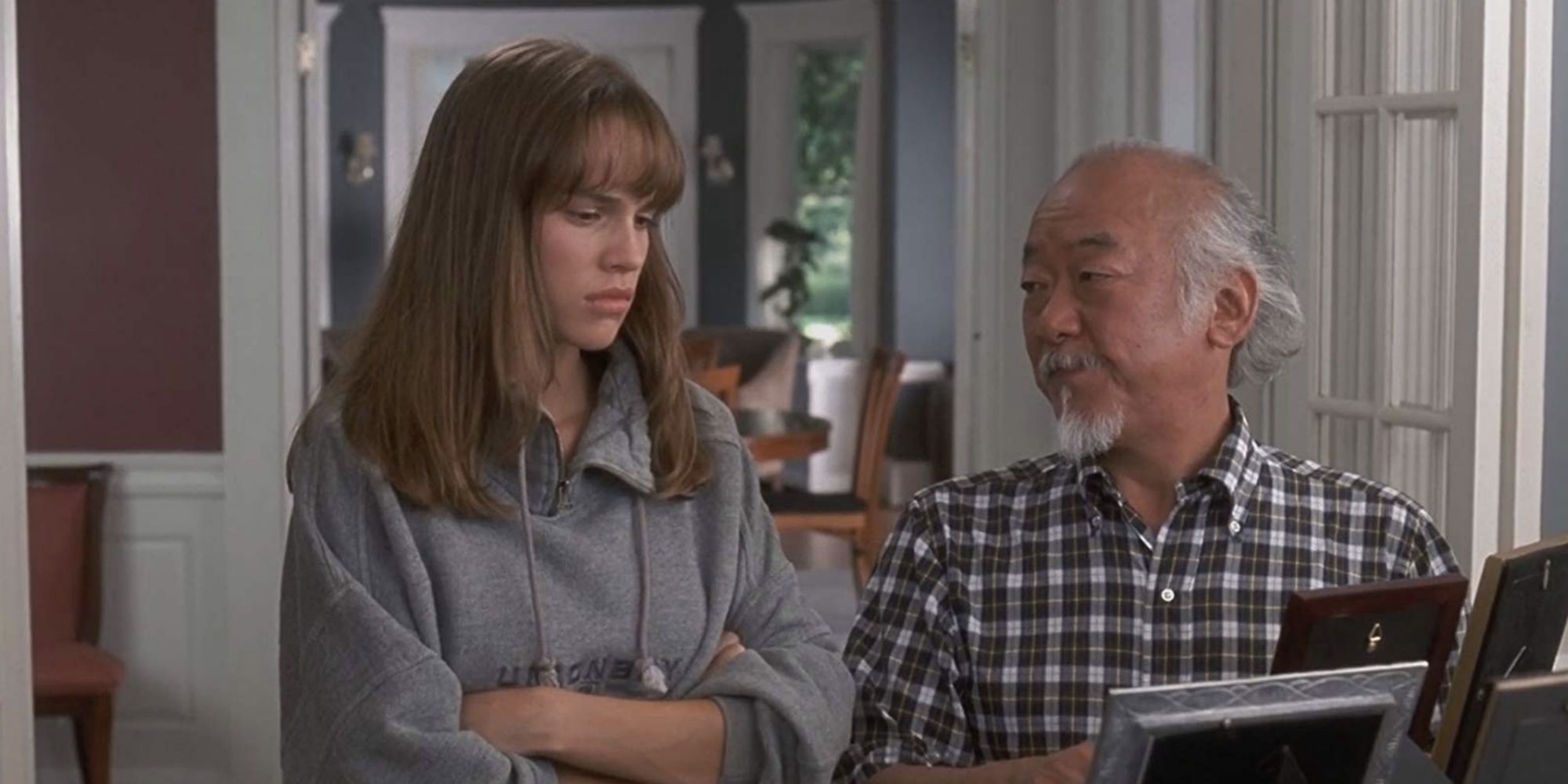 Julie Pierce and Mr Miyagi in The Next Karate Kid