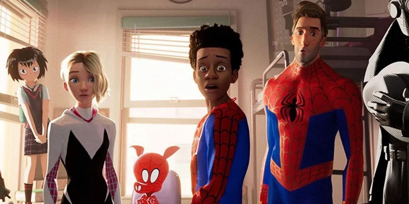 Miles Morales with his Spider Verse allies