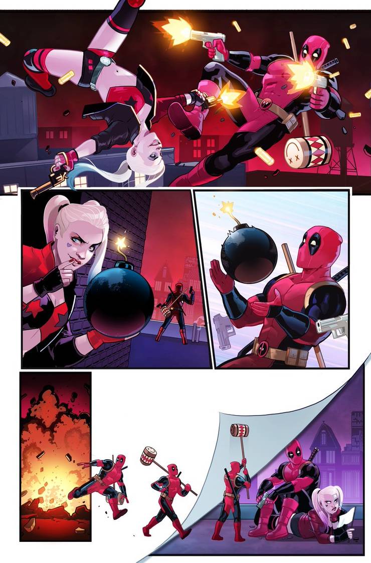 Harley Quinn Deadpool Meet Their Match In Marvel Dc Crossover