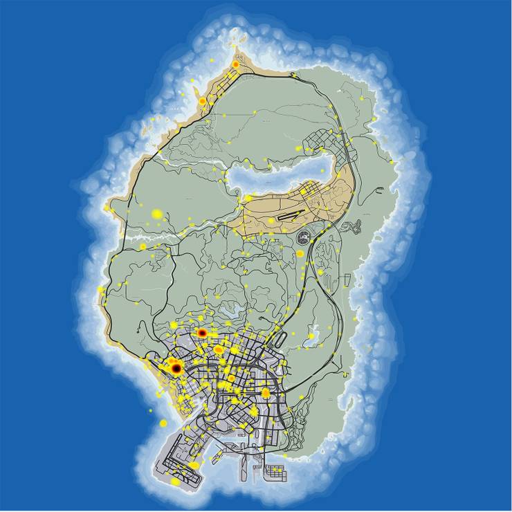 Gta Online S Most Popular Locations Revealed With Heat Map