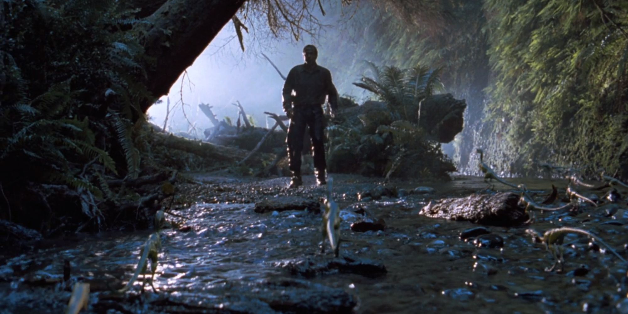 Dieter Stark being chased by Compys in The Lost World Jurassic Park