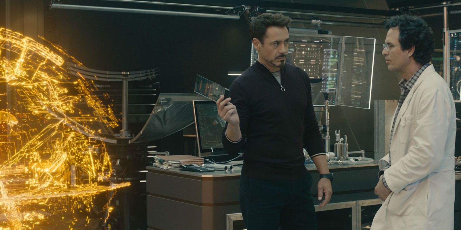 Tony Stark and Bruce Banner in Age of Ultron