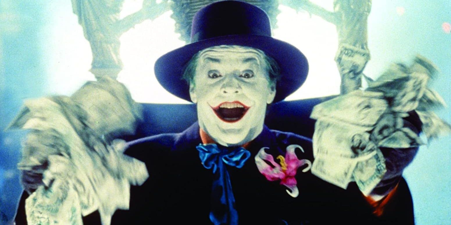 Joker dishing out money in Batman 1989