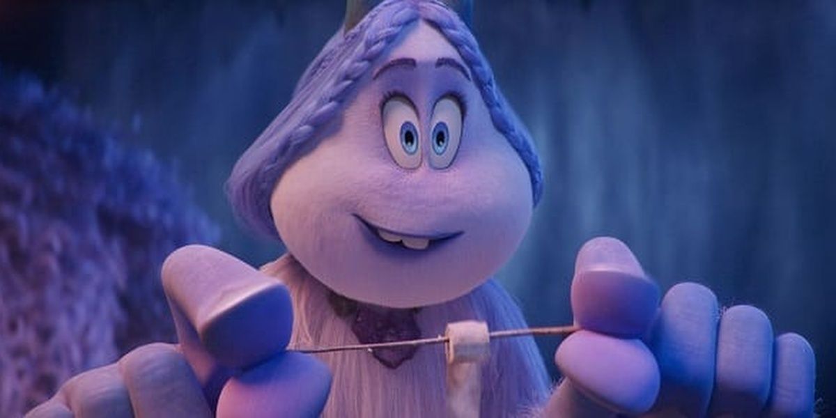 Meechee In Smallfoot Holding a Stick with Toilet Paper Cropped