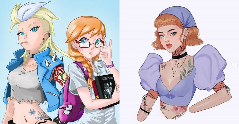 Elsa Lets Her Hair Down 10 Fanart Pieces That Reimagine Disney Princesses Without Their Iconic Hairstyles