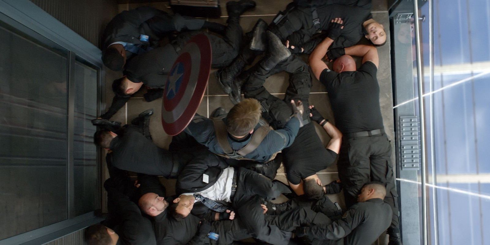 The elevator fight in Captain America The Winter Soldier