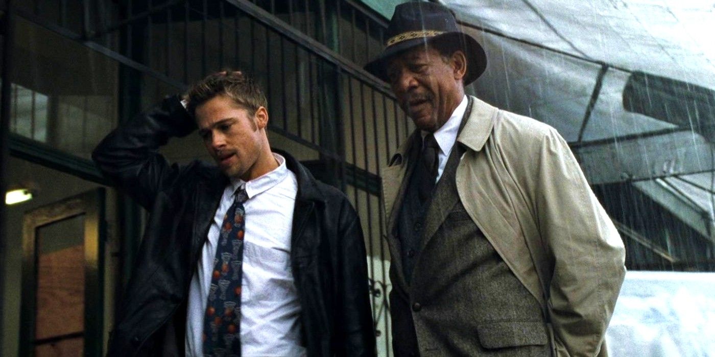 Brad Pitt and Morgan Freeman in Se7en on Hulu