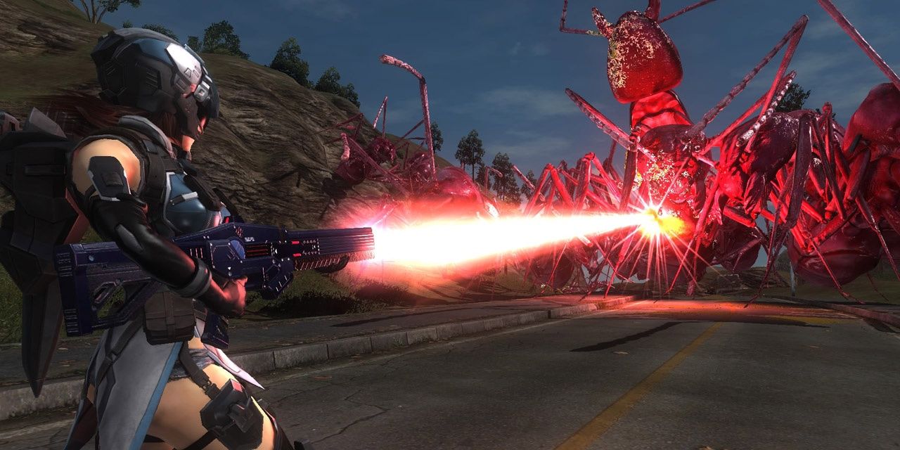 Earth Defense Force 5 Player Shooting Hordes Of Ants