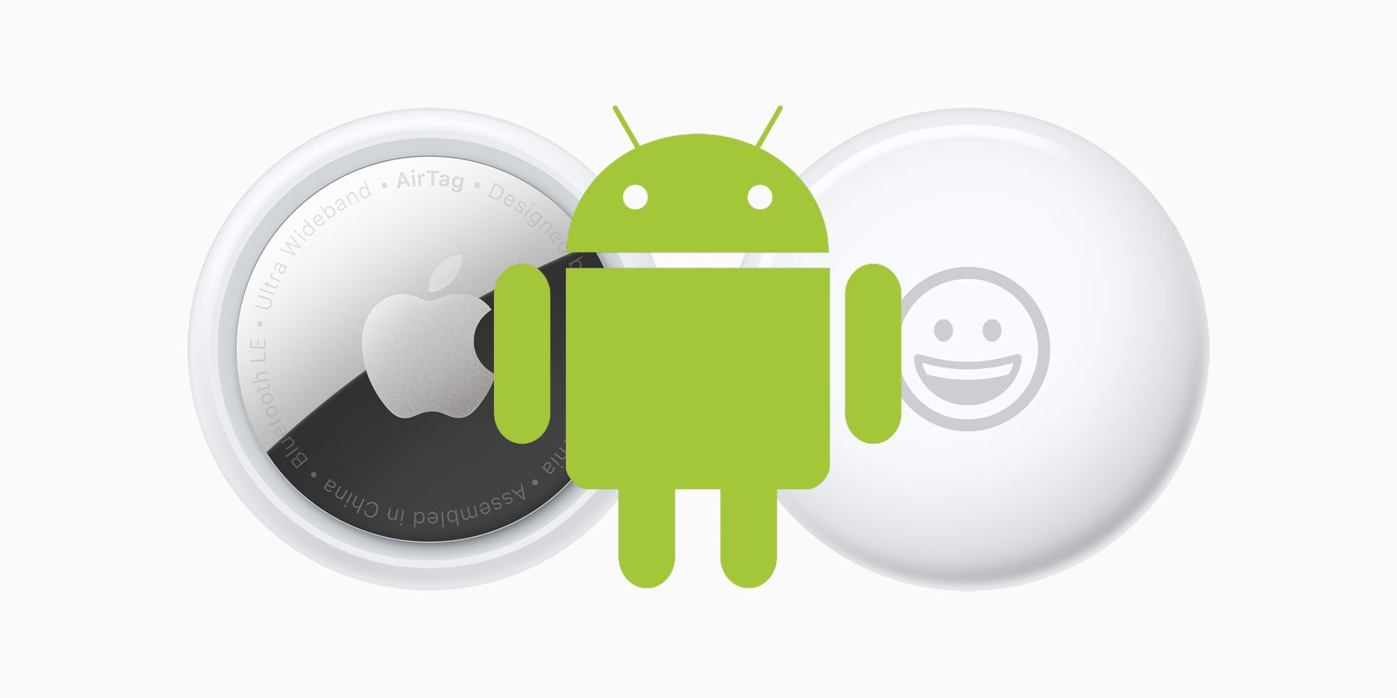 Android Logo Robot Over Apple AirTags 