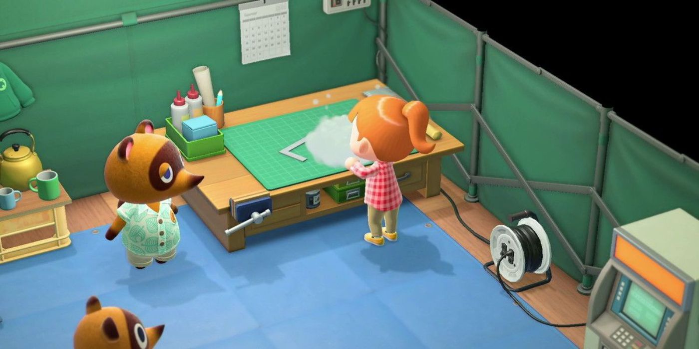 Tom Nook looks on at a player in Animal Crossing New Horizons