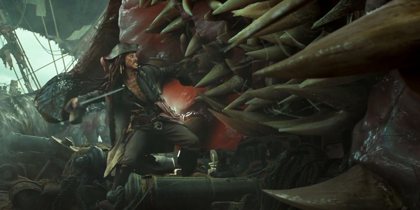 Captain Jack Sparrow fights the Kraken Cropped