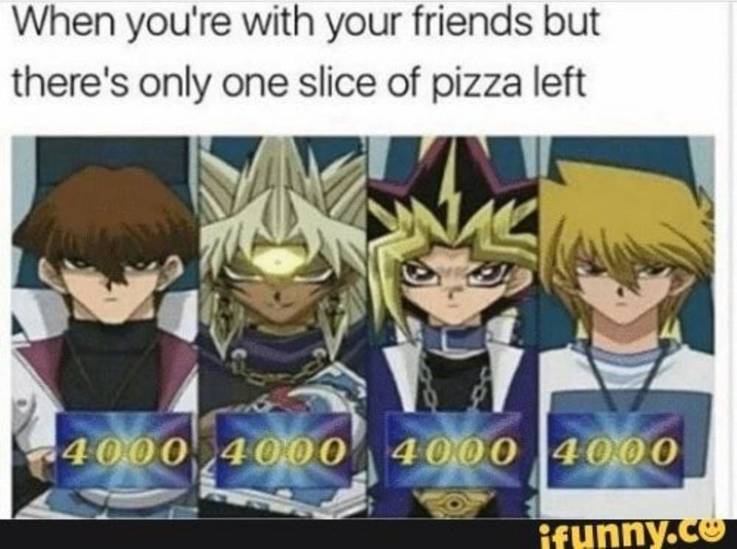 Yugioh A meme showing Kaiba, Marilk, Yugi, and Joey at the start of a duel