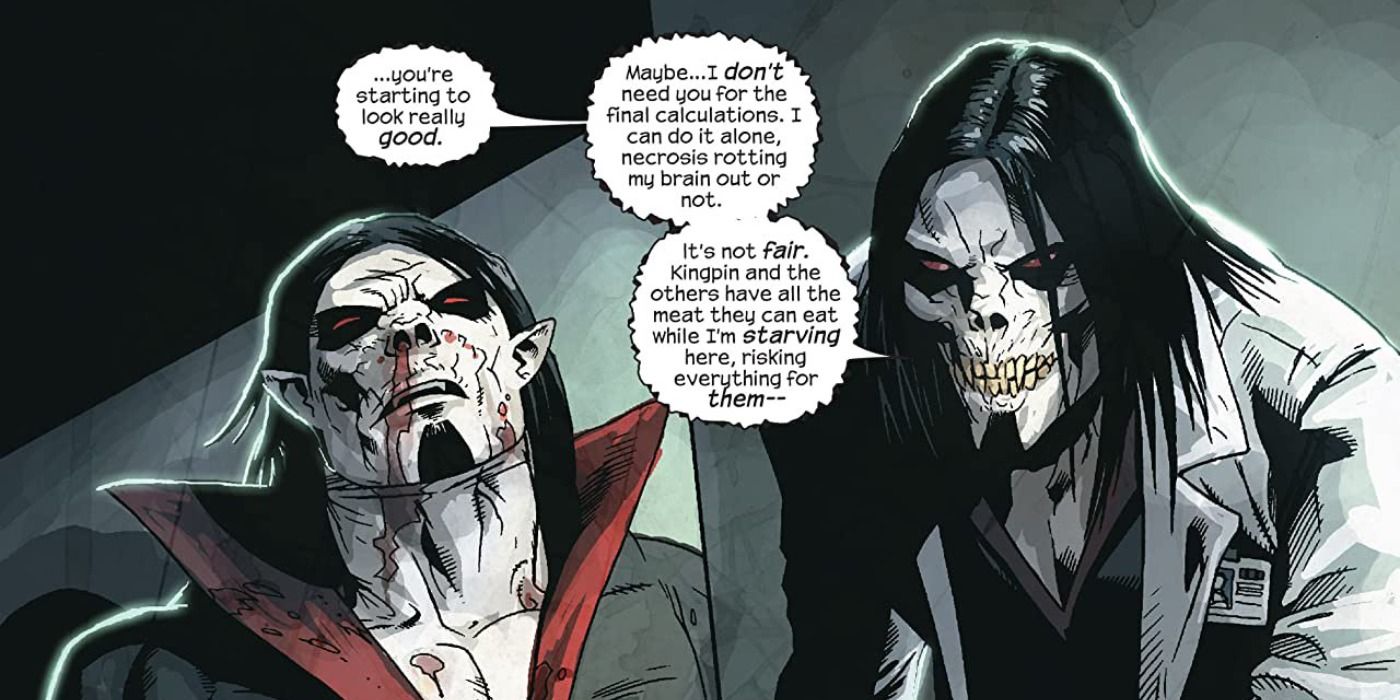 Morbius encounters the Marvel Zombies version of himself in Marvel Comics.