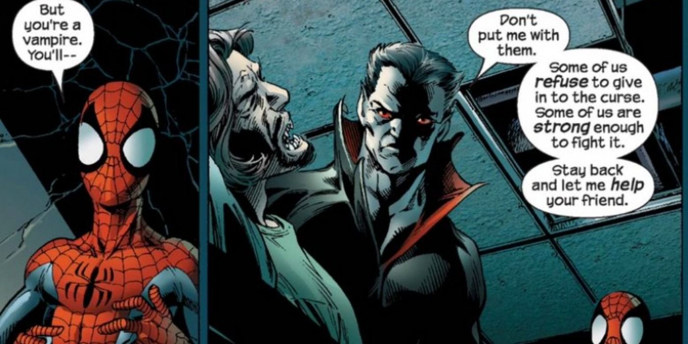 Spider Man confronts Morbius in Ultimate Comics