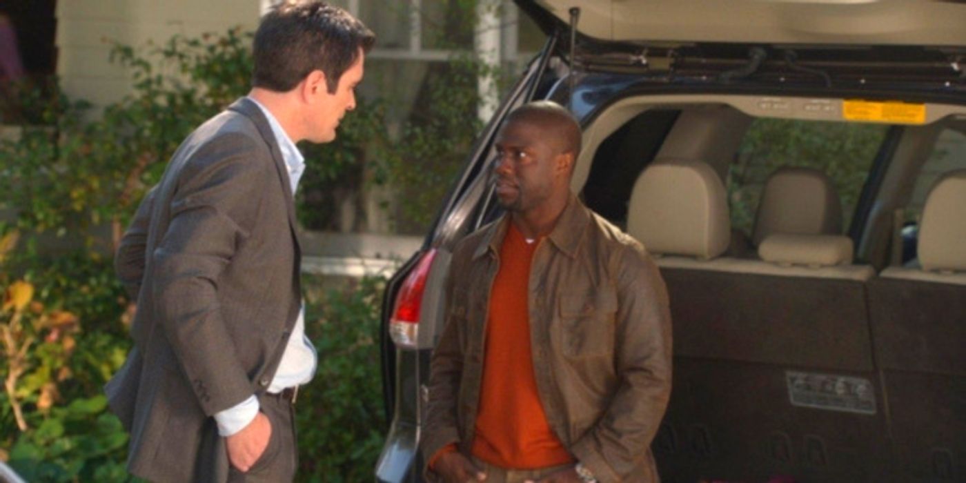 Andre talking to Phil in the driveway on Modern Family