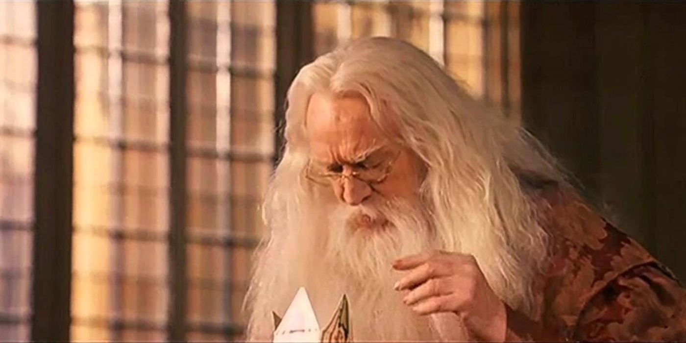 Dumbledore eats a Bertie Botts jelly bean in Harry Potter