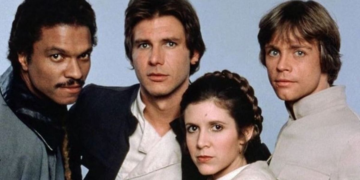 Lando Calrissian Han Solo Leia Organa Luke Skywalker Star Wars Cast Shot