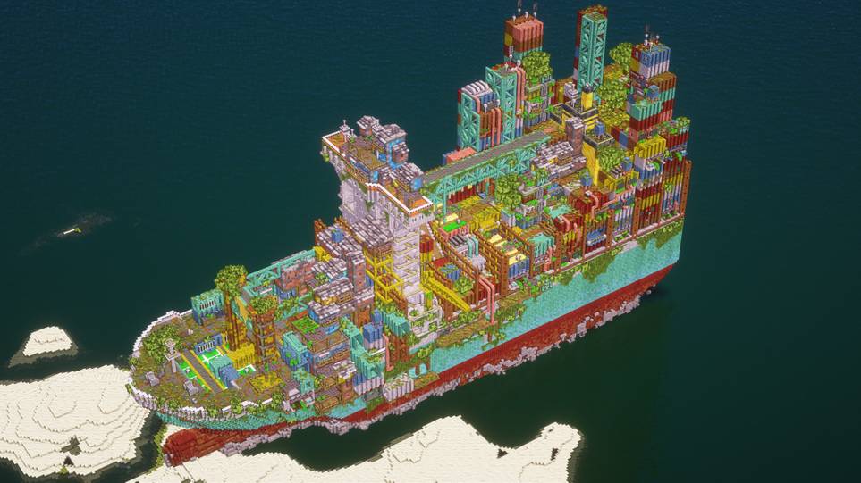 Impressive Minecraft Build Turns A Container Ship Into A Settlement Impressive Minecraft Build Turns A Container Ship Into A Settlement