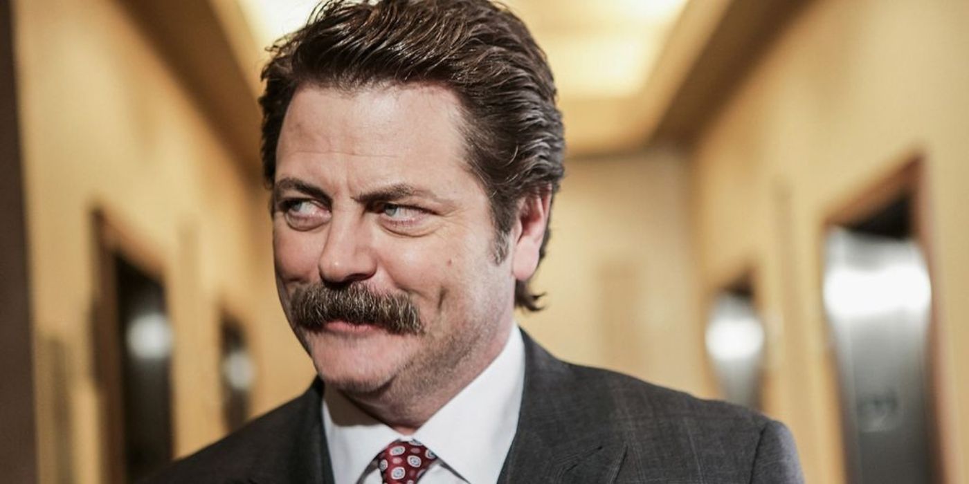 Parks and Recreation Nick Offerman Ron Swanson Smiling