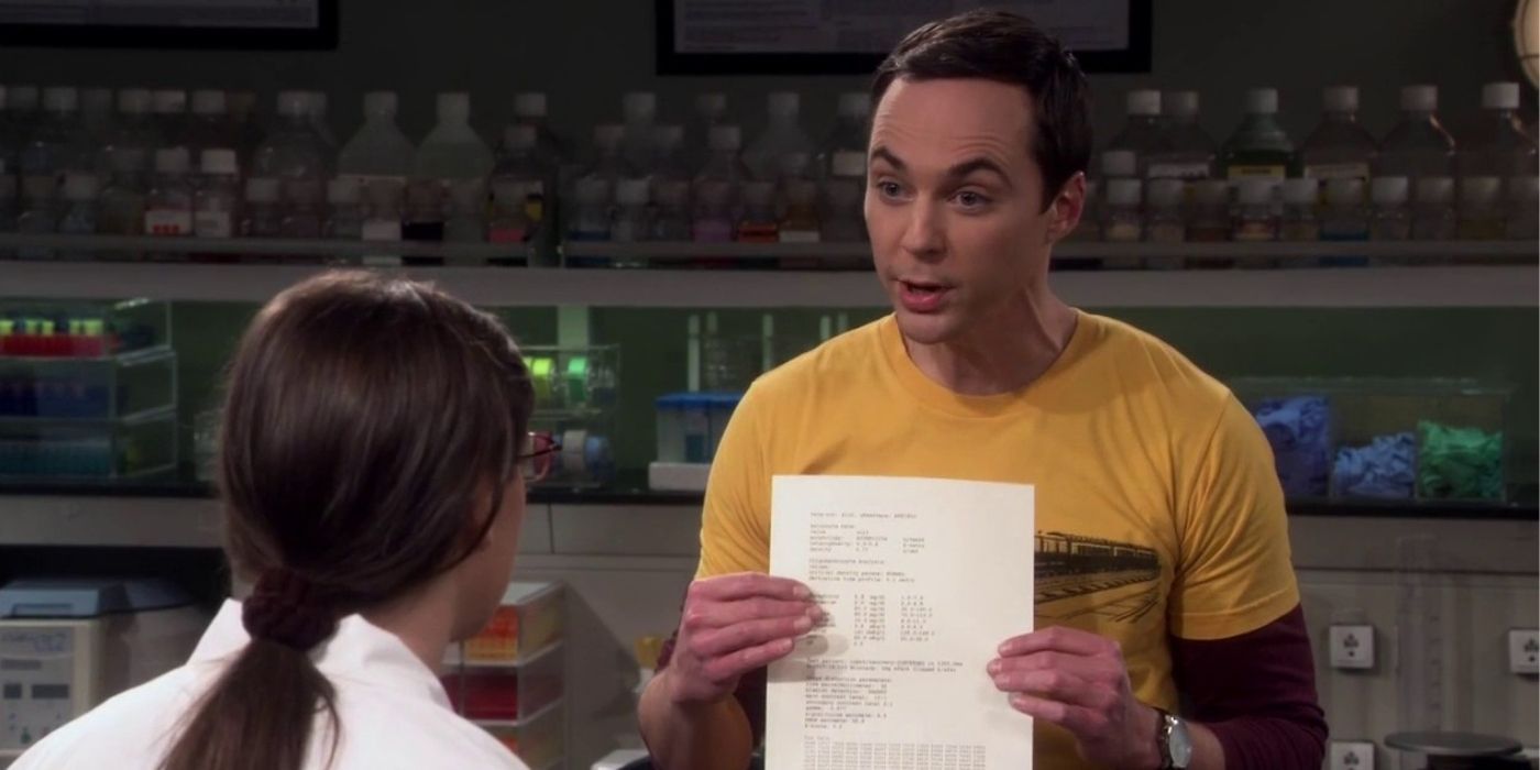 Sheldon shows Amy their experiments results on TBBT