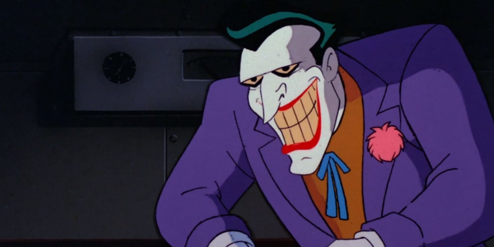 The Joker grinning aboard his garbage barge in The Last Laugh of Batman The Animated Series