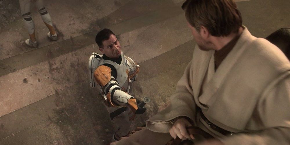 Commander Cody returns Obi Wans lightsaber in Revenge of the Sith