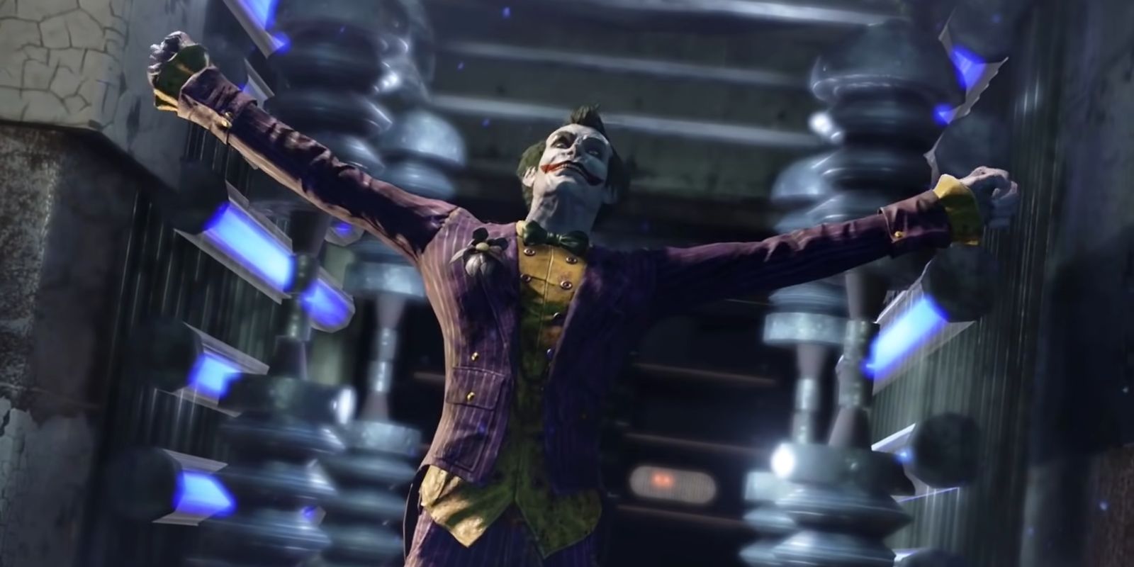 Joker relishing in his breakout in Batman Arkham Asylum