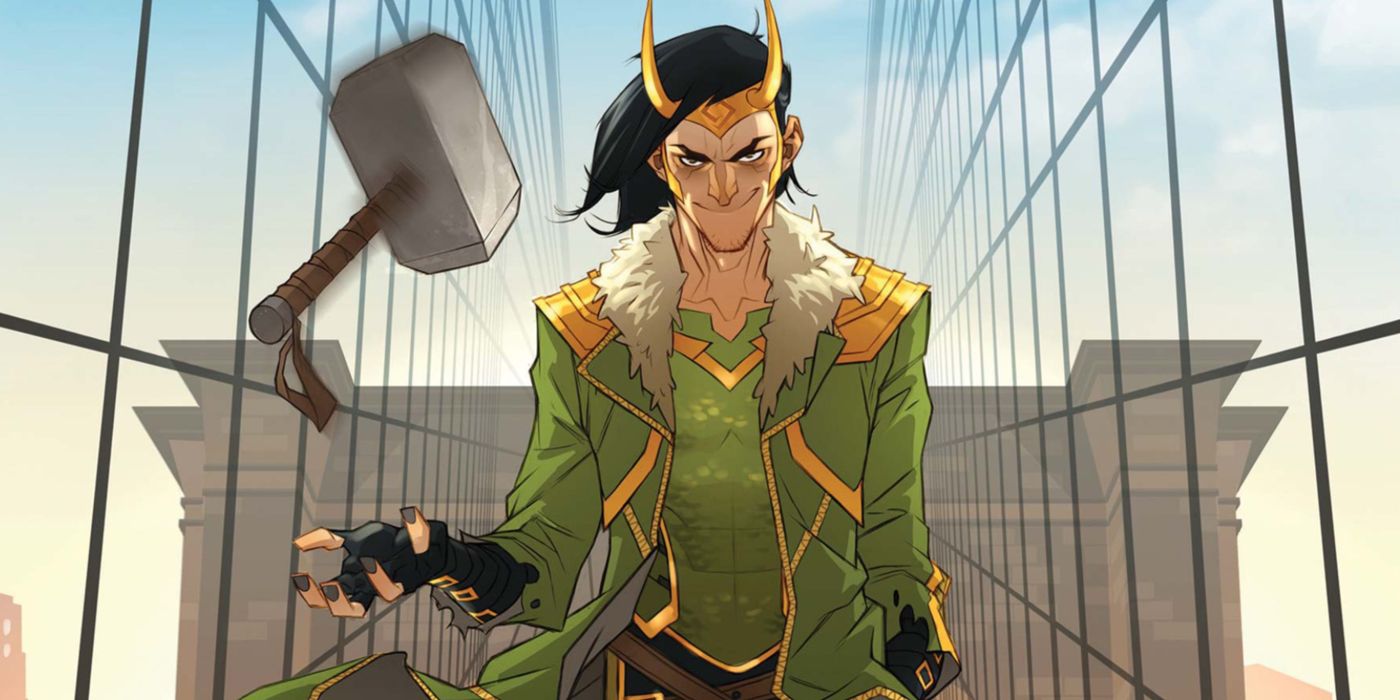 Loki with Mjolnir in Marvel Comics