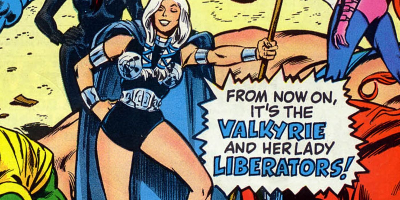Valkyrie defeats the Avengers in Marvel Comics.
