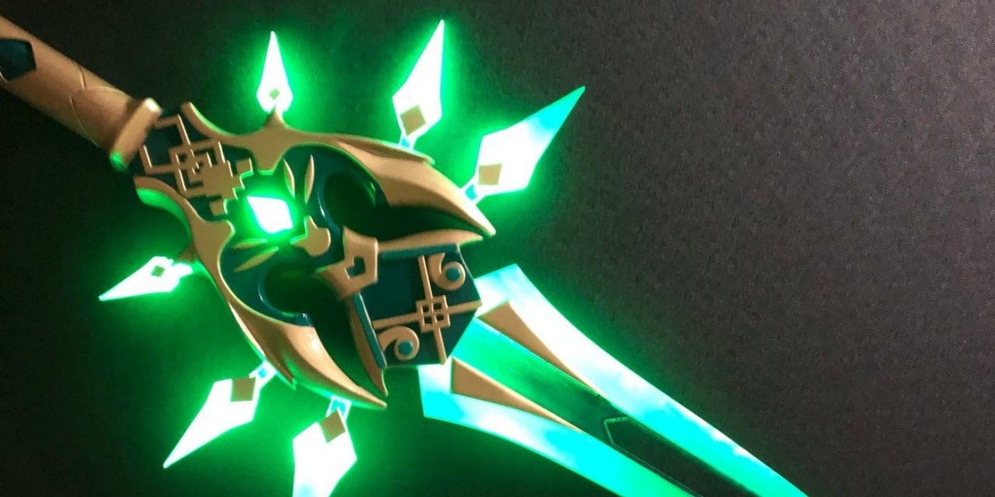 Genshin Impact Fan Makes A Real Glowing Primordial Jade Winged Spear