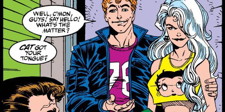 Black Cat dates Flash Thompson in Marvel Comics.