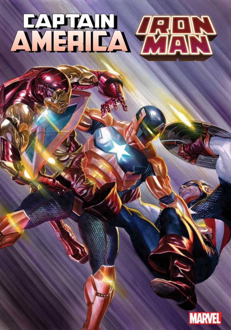 Cover photo of 2022's Captain America/Iron Man #4 issue designed by Alex Ross