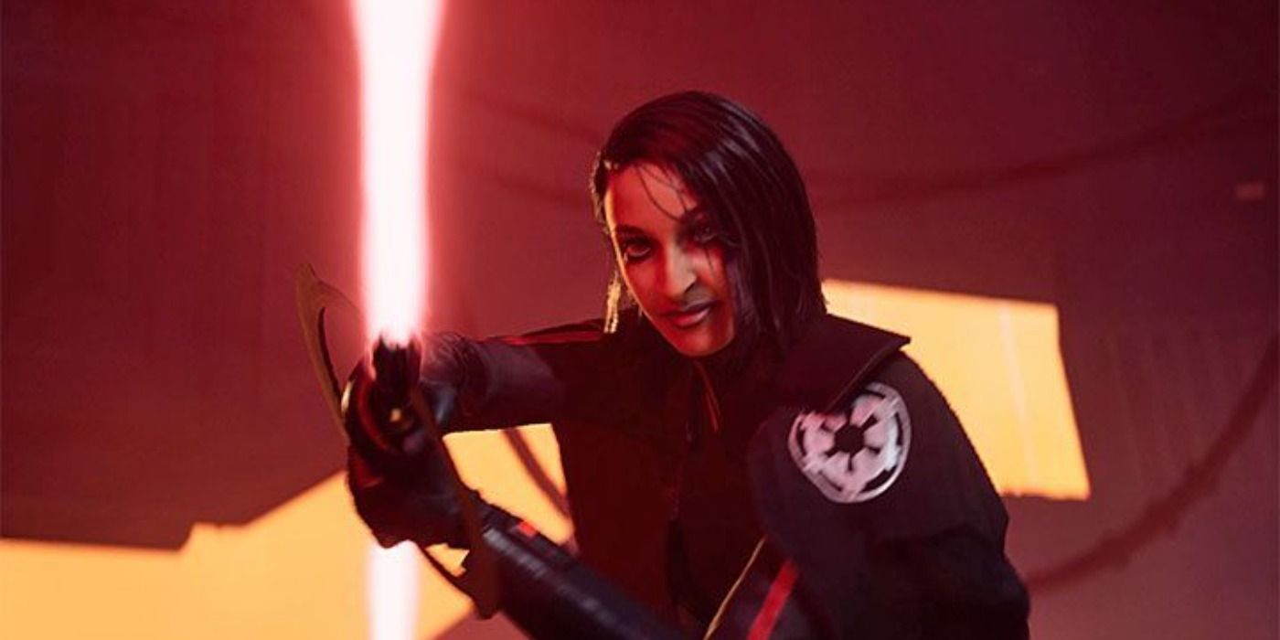 The Second Sister Trilla Wields Her Lightsaber faces Cal in Jedi Fallen Order