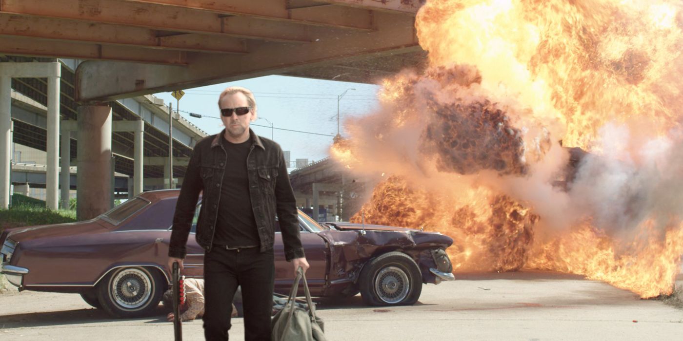 John Milton walking away from an explosion in Drive Angry
