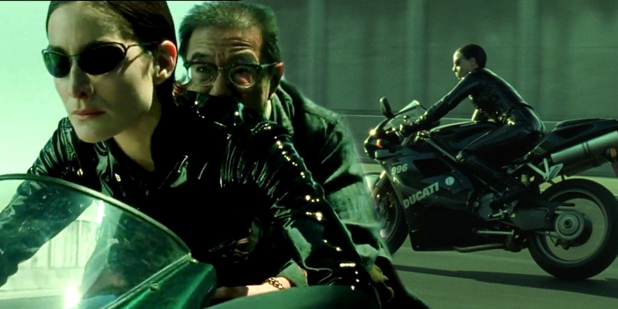 The Matrix Reloaded Motorcycle Chase Was Stressful For Carrie Anne Moss