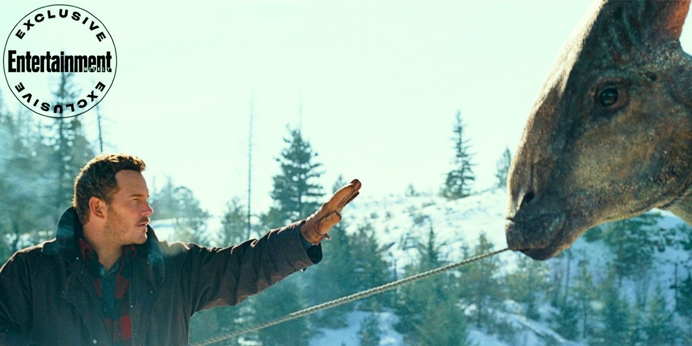Chris Pratt Saves Dinosaur In The Snow In New Jurassic World 3 Image