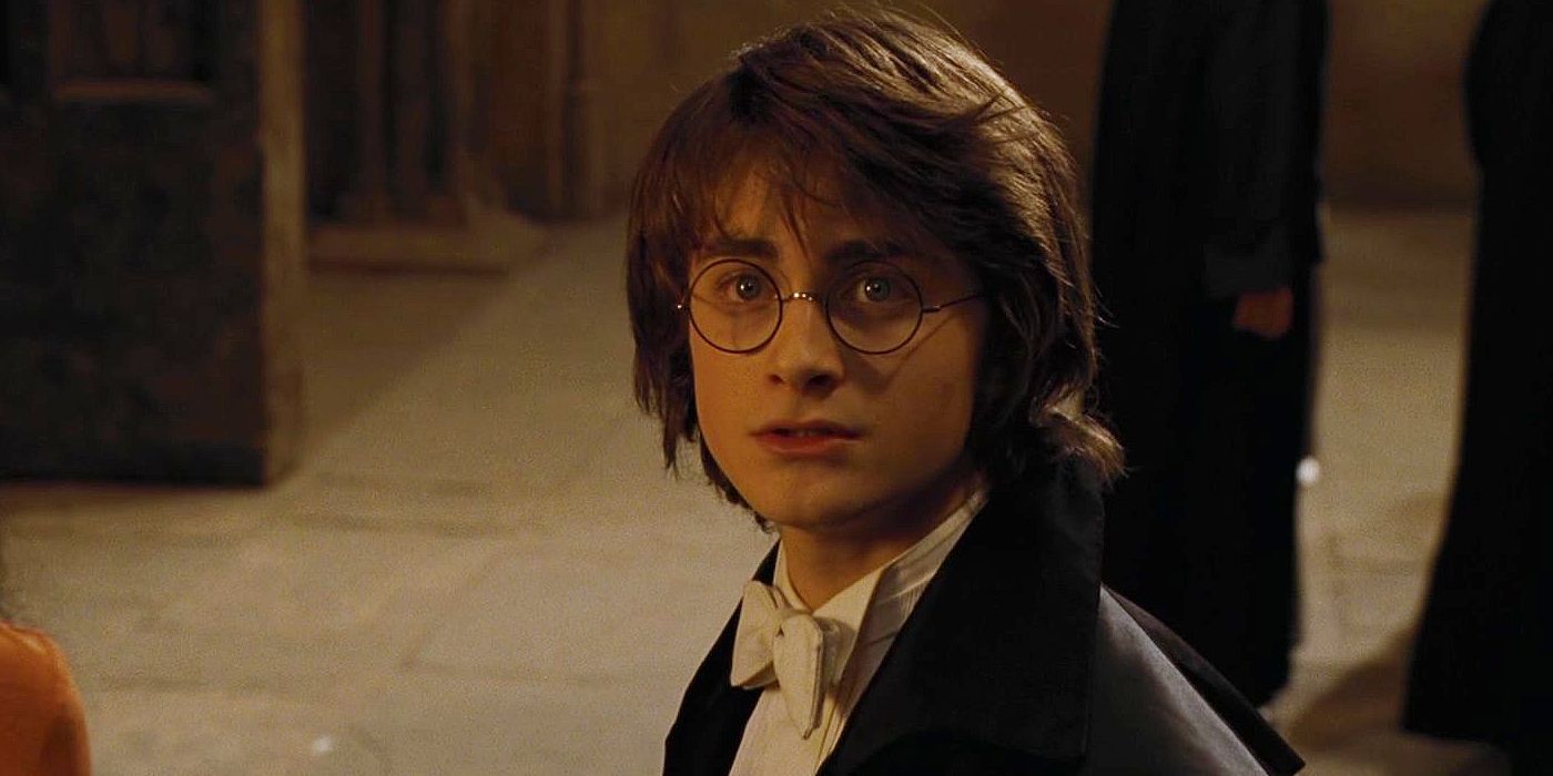 Harry sees Hermione coming down the stairs