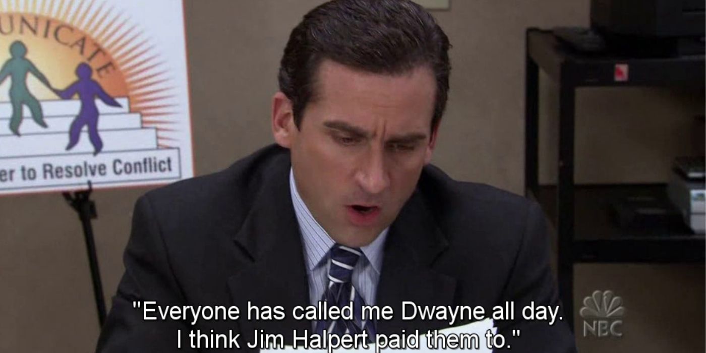 Michael reading a complaint from Jim on The Office